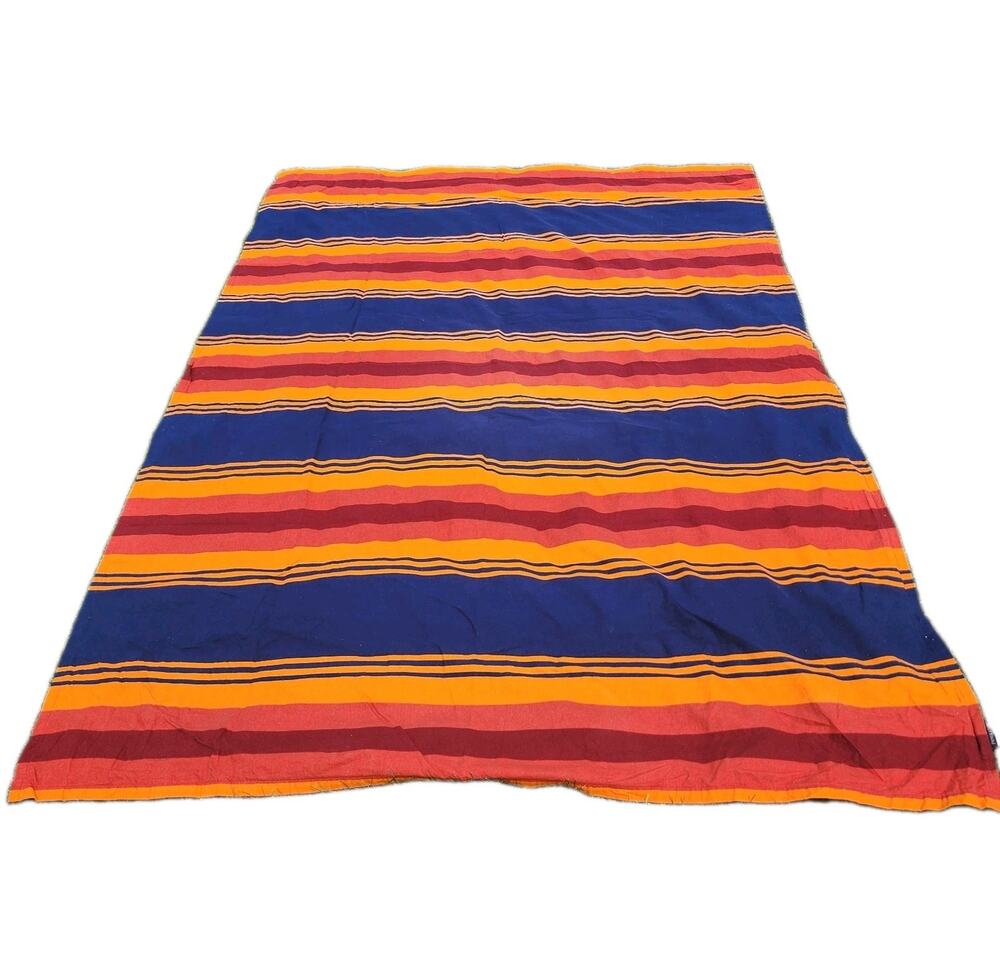 Pendleton Orange Blue Vibrant Multi-Striped Twin Bed Top Sheet Grand Canyon